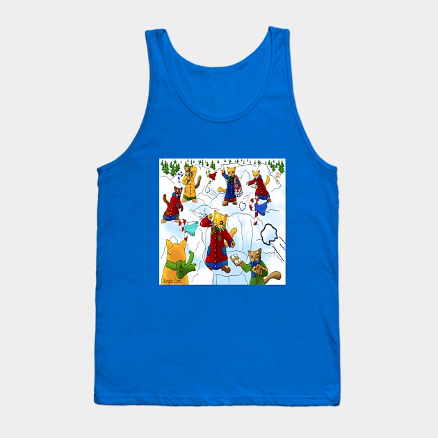 Cute Christmas Snowball Fight Cats Tank Top by Acrylic1101Cats